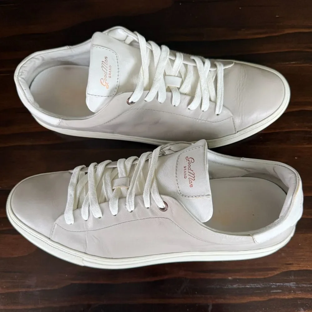 Good Man Brand Edge White Leather Casual Sneaker Shoes Low Top Men's Size 12